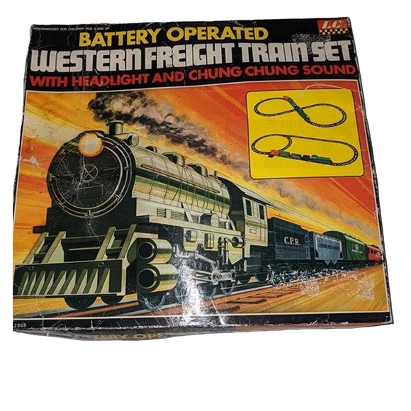 Vintage Battery Operated Western Freight Train Set Headlight Chung Sound Works - Picture 10 of 11